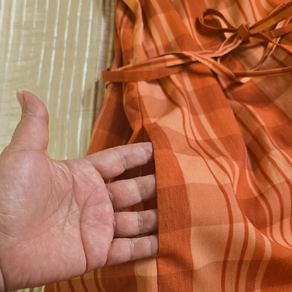 Altuzarra Picotee Orange Checkered Midi Dress In Cayenne Canyon Clay Size 42 - Picture 13 of 16